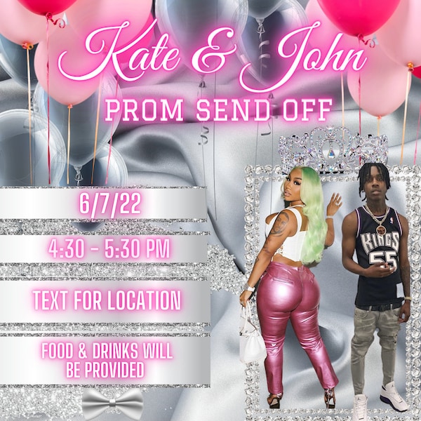 Pink silver  Prom send off  Flyer, PROM Social Media Flyer, Lash Flyer, Sale Flyer, Hair Flyer, Prom, Edit with Canva Template