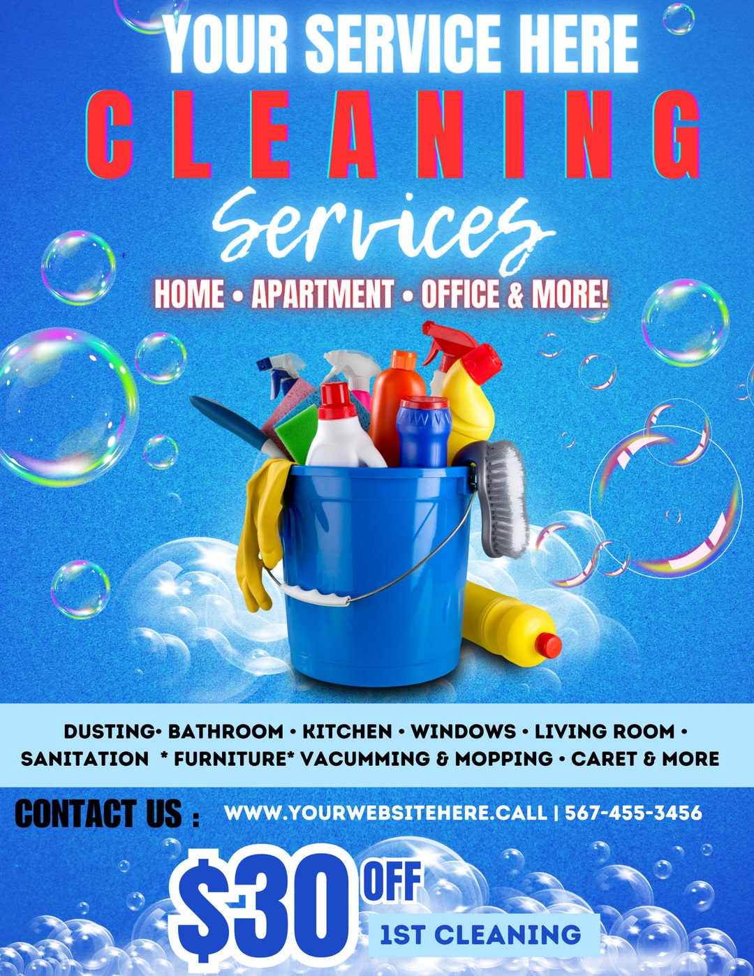 Professional Cleaning Services Flyer , Editable , Digital Download Etsy