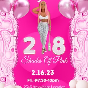 Shades of pink  Canva Template, Birthday Party Event, Editable Canva Template, Birthday flyer, Birthday Invitation