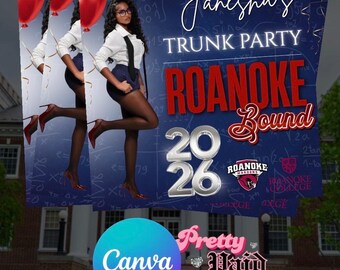 Trunk party backdrop , editable, canva ,digital download, college backdrop , class of 2026