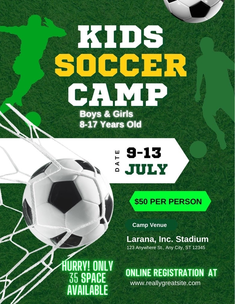 Kids Soccer Camp Editable Template , Canva , DIY , Instant Download