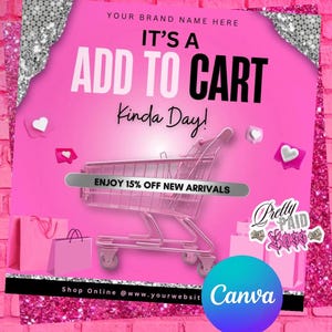 è un volantino giornaliero tipo AGGIUNGI al carrello, modificabile con canva, download digitale, stampabile, shopping