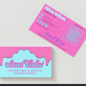 Bakery Business card , editable, digital download, lashes, nails, braids, hair