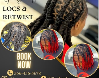Locs & Styles Flyer ,Social Media Dread Locks Flyer ,hair Flyer, Braids Flyer, instant download
