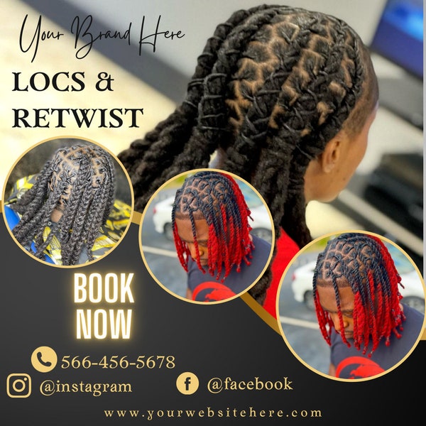 Locs & Styles Flyer ,Social Media Dread Locks Flyer ,hair Flyer, Braids Flyer, instant download