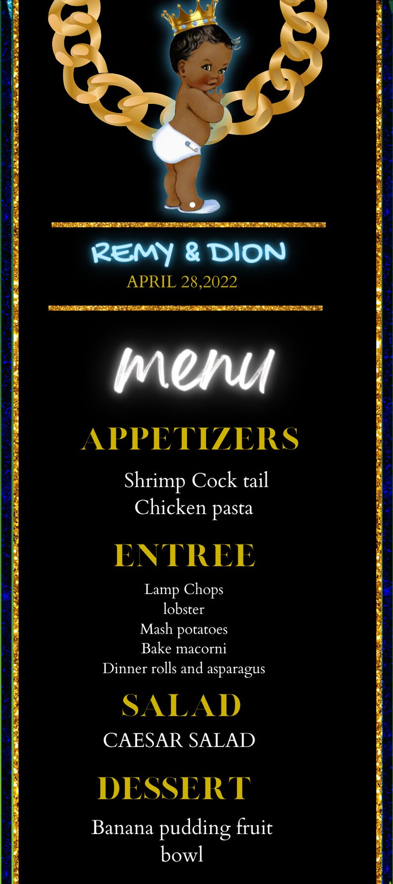 Printable Menu Template Baby Shower Menu Card - Etsy