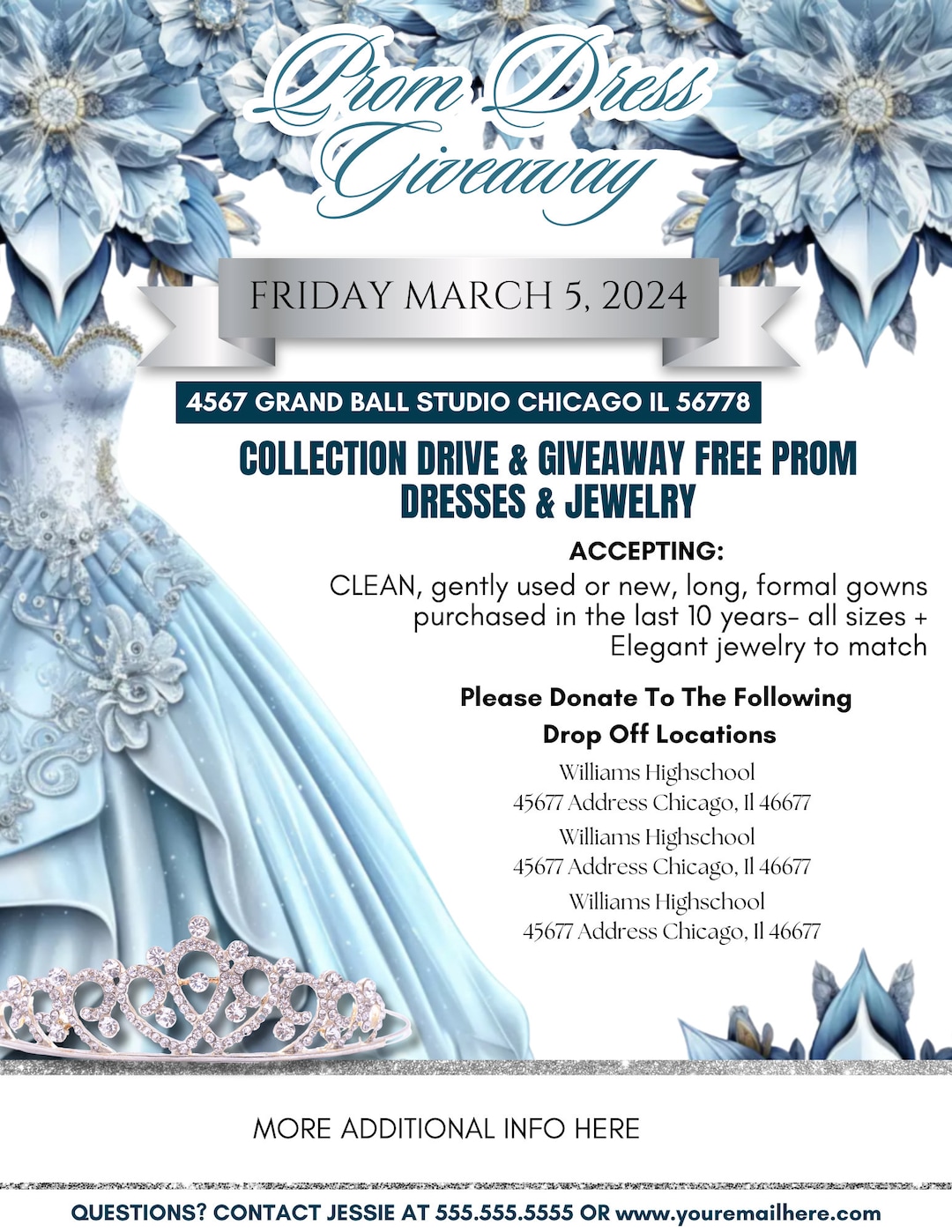 Prom Dress Donation & Giveaway, Canva Template, Digital Download, Instant Download, Printable Etsy