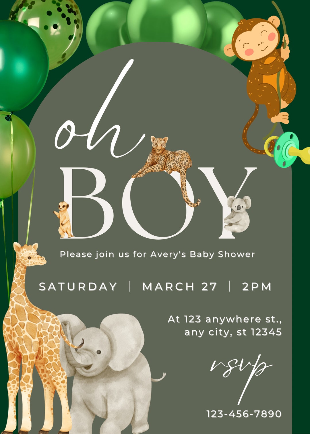Baby Shower Invite , Editable , Digital Download Etsy