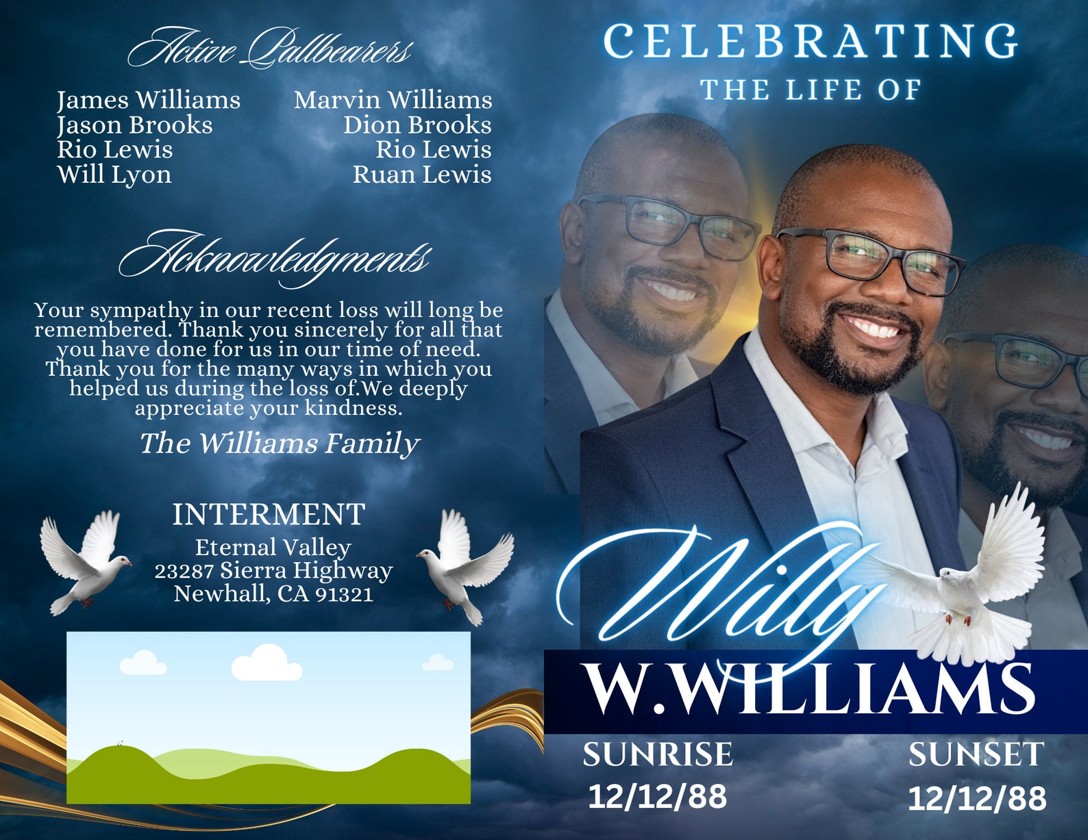 6 Page Funeral Program Book Design | Obituary Book | Instant Download ...