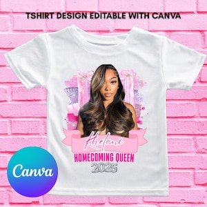 Homecoming queen shirt design  canva template , PNG file, digital download, pink , printable , custom , election , tshirt design, HOCO