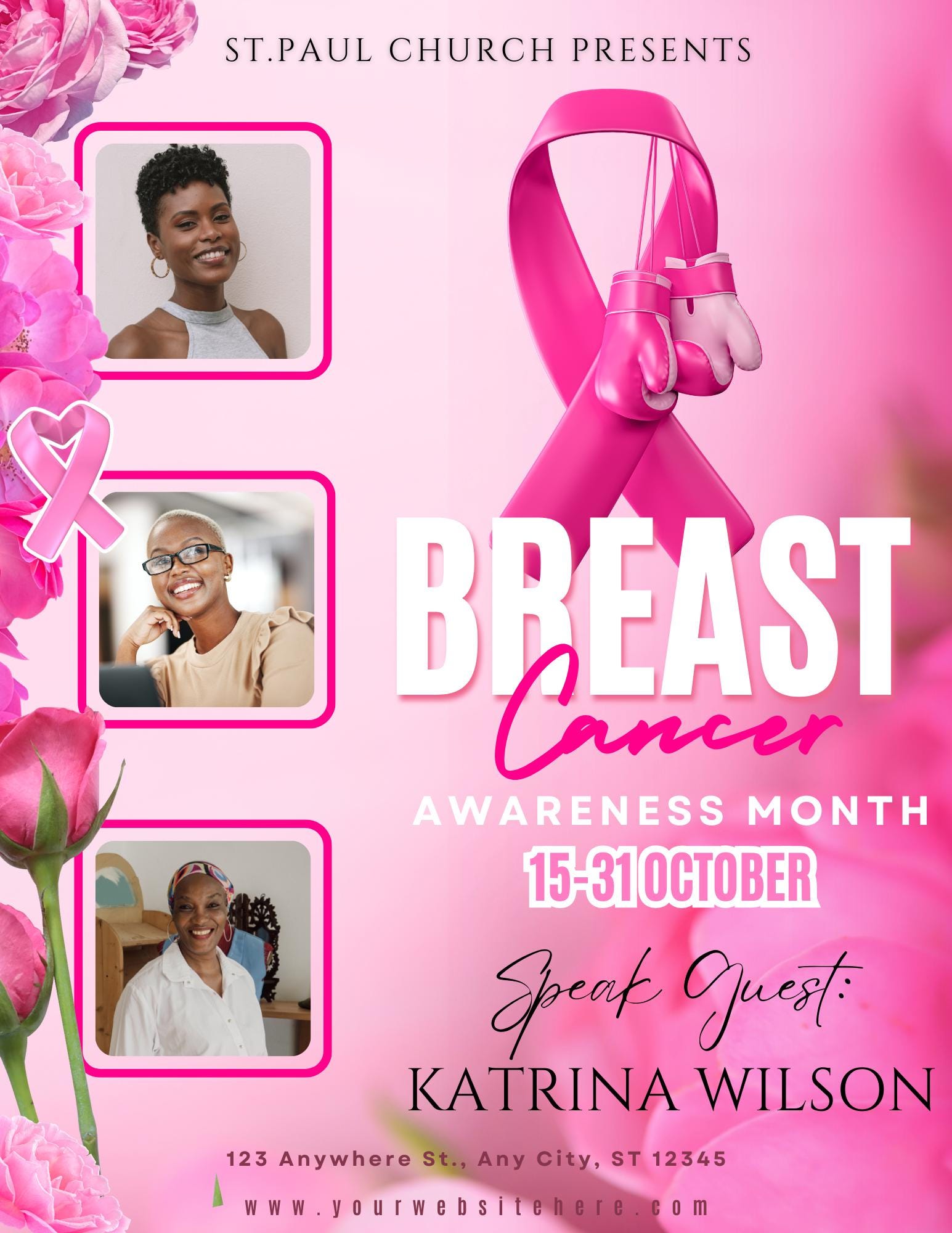 Breast Cancer Awareness Flyer Printable Instant Download Digital