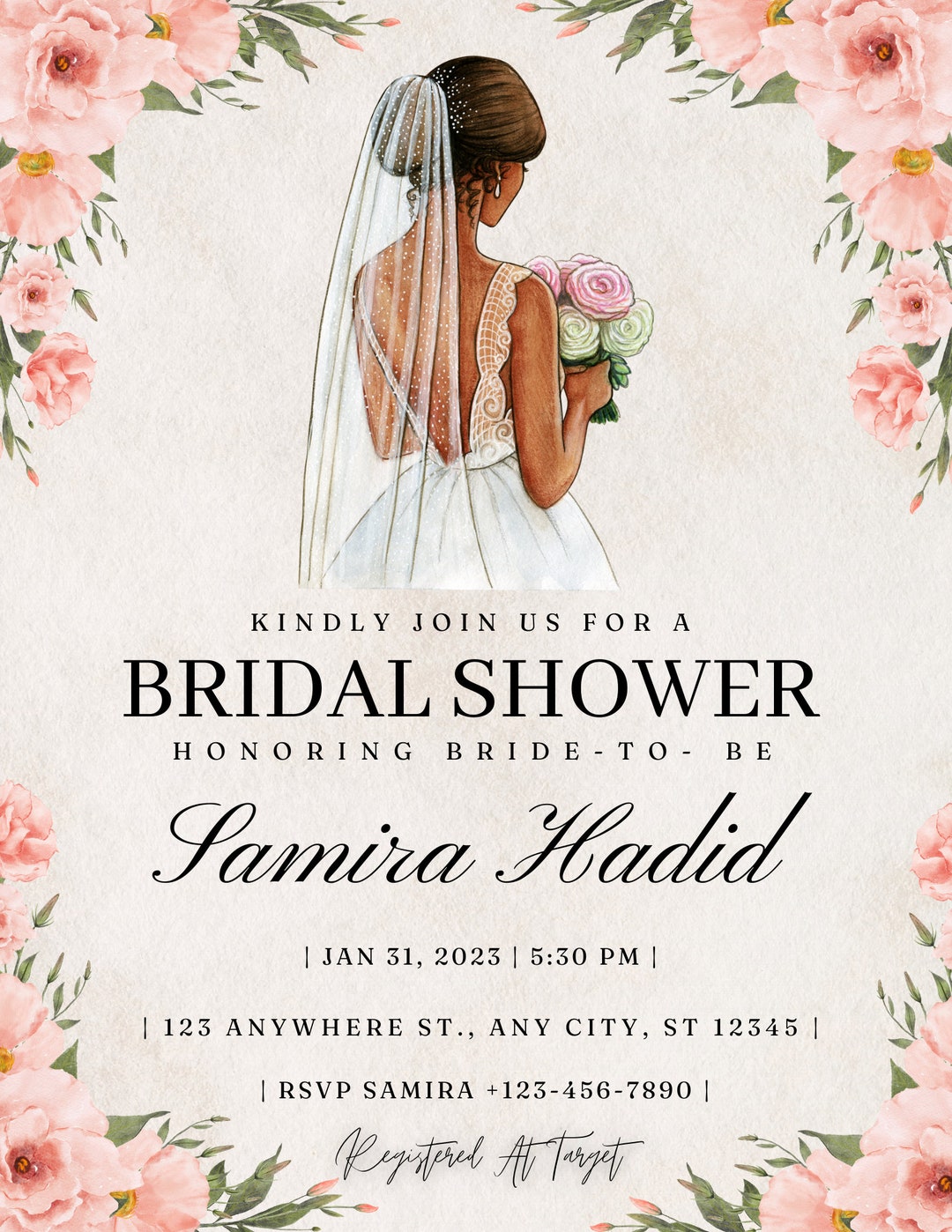 Bridal Shower Invite, Canva Template, Bride to Be , Editable, Digital ...