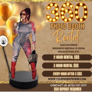 Animierte 360 Photobooth, 360 Flyer, Party Flyer, Bearbeiten der Canva Vorlage Photo Booth Sale