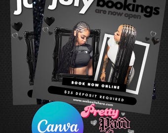 July bookings Flyer, bookings available, editable with CANVA, digital download, printable, braid flyer , DIY ,hair , nails flyer