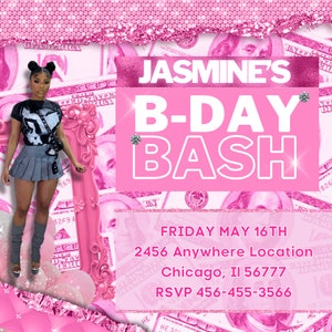 Editable Social Media Flyer, edit with Canva, Birthday Party Event,pink party Template, Birthday flyer, Birthday Invitation