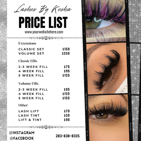 Lash Price List Etsy