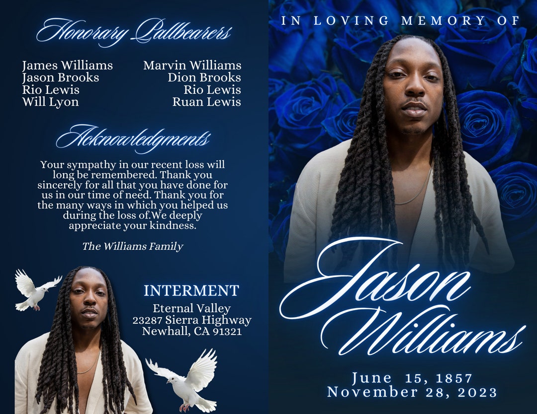4-page Funeral Program Book Design Obituary Book Instant Download