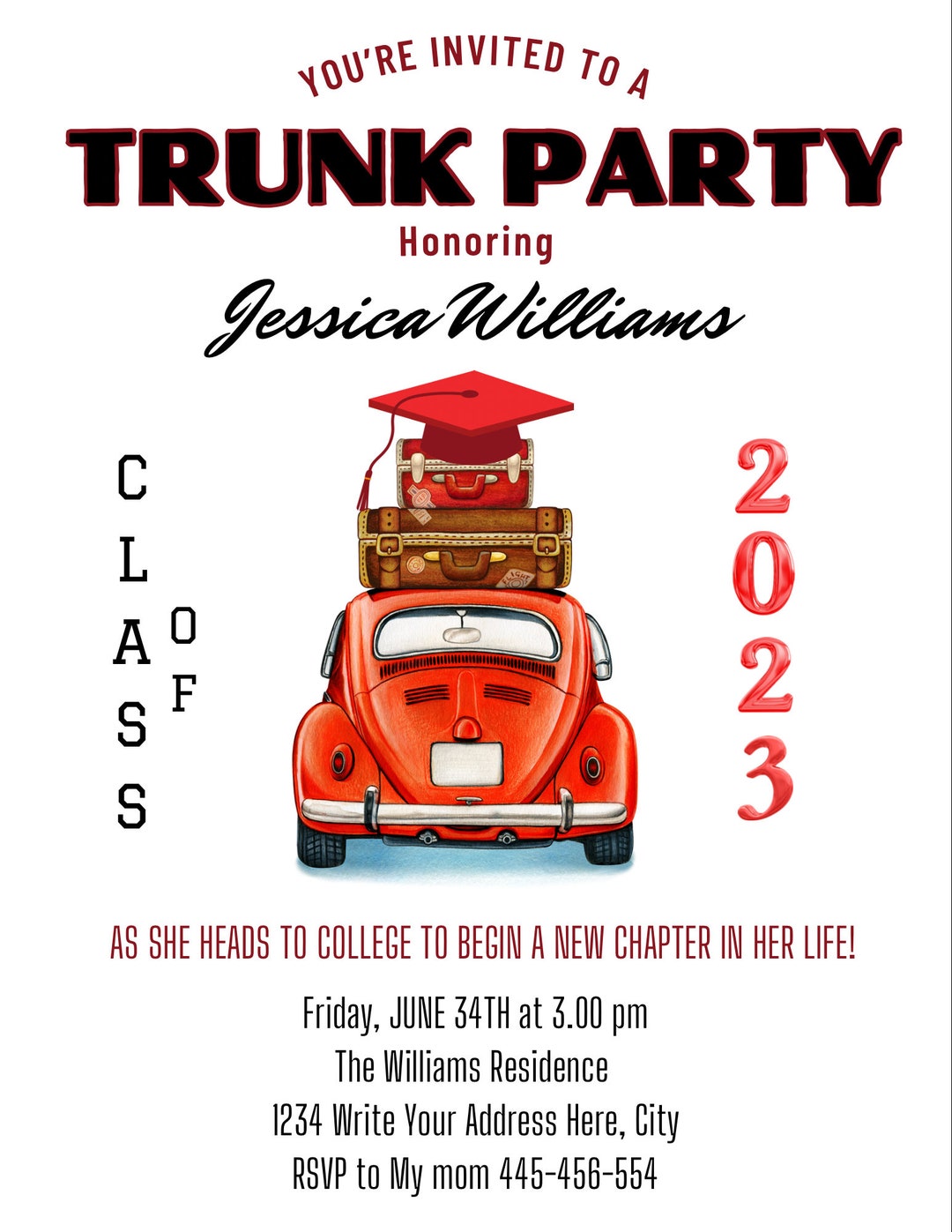 Trunk Party Invitation , Editable , Digital Download, Canva Template Trunk Party Invitation , Editable , Digital Download, Canva Template