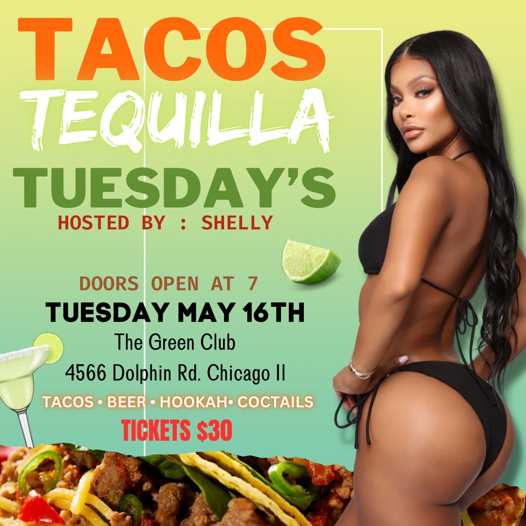Taco and Tequila Tuesday Flyer , Brunch , Birthday Flyer , Editble