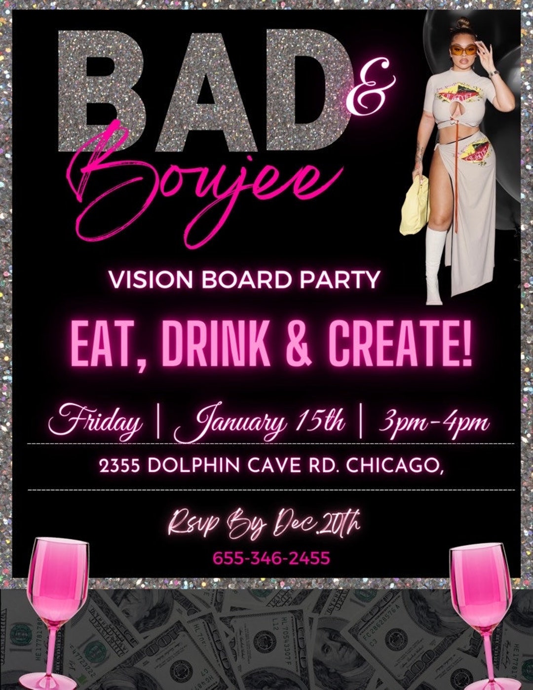 Vision Board Party Flyer Digital Download, Instant Download, Editable Vision Board Party Flyer Digital Download, Instant Download, Editable