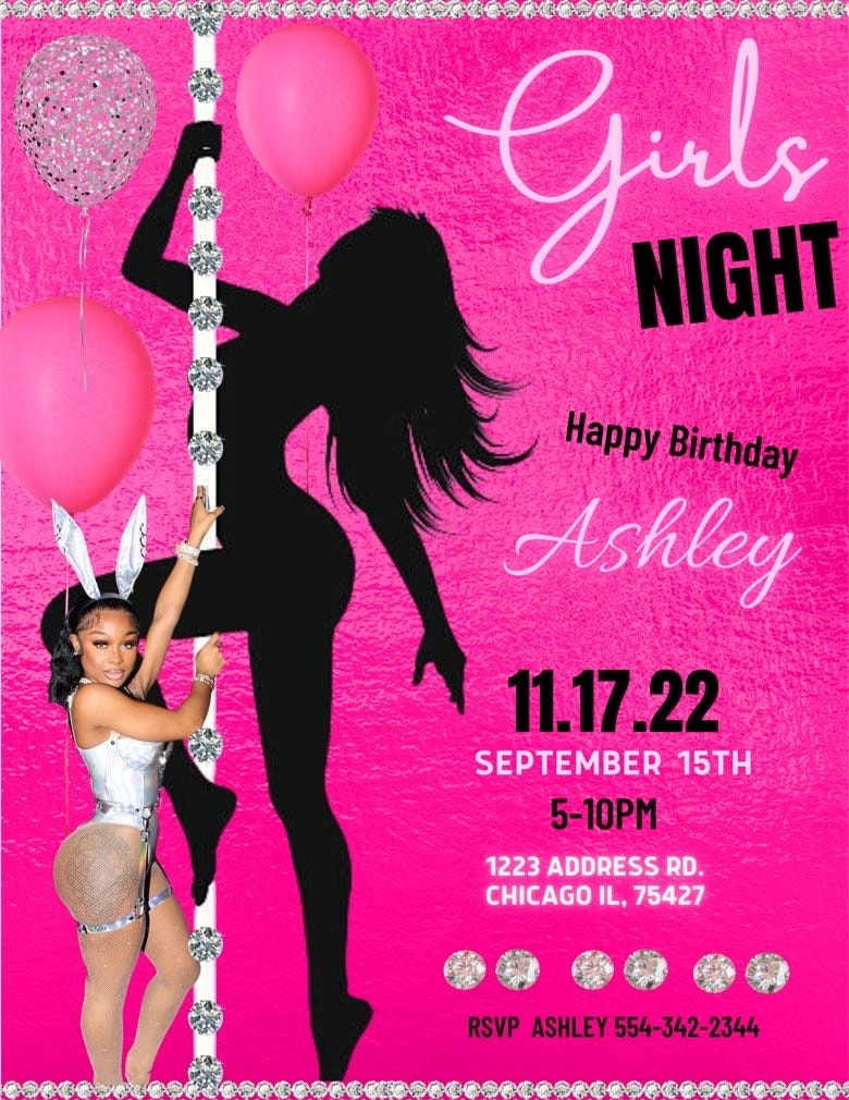 Girls Nigh Social Media Birthdya Party Flyer Stripper Party - Etsy