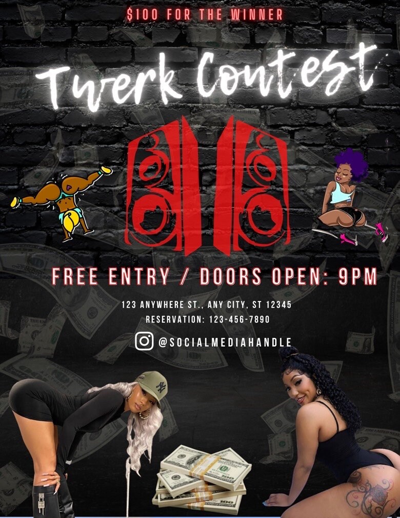 Twerk Contest Party Flyer Social Media Social Flyerdiy Party Etsy