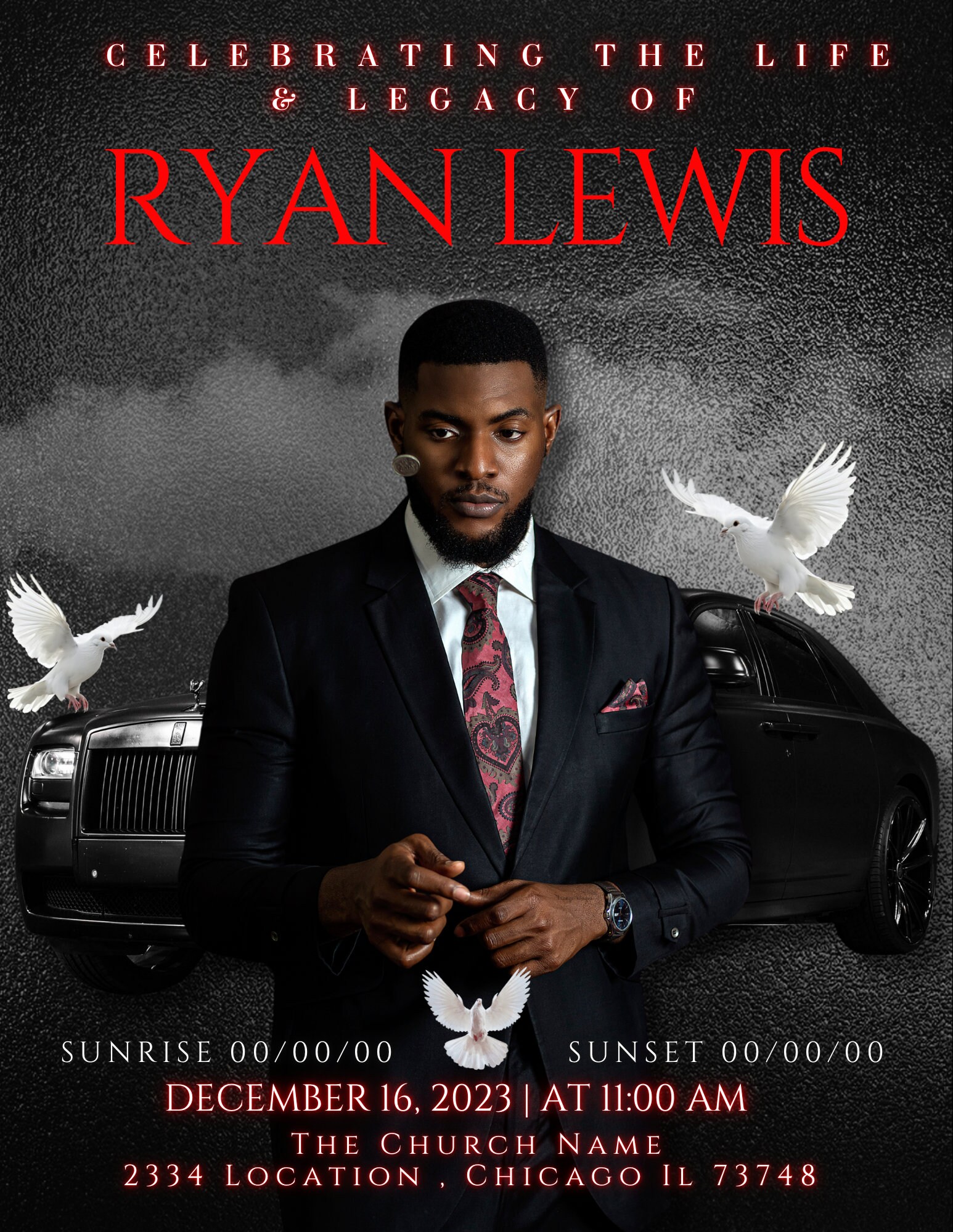 Funeral Announcement Flyer, Canva Template, Digital Download, Instant