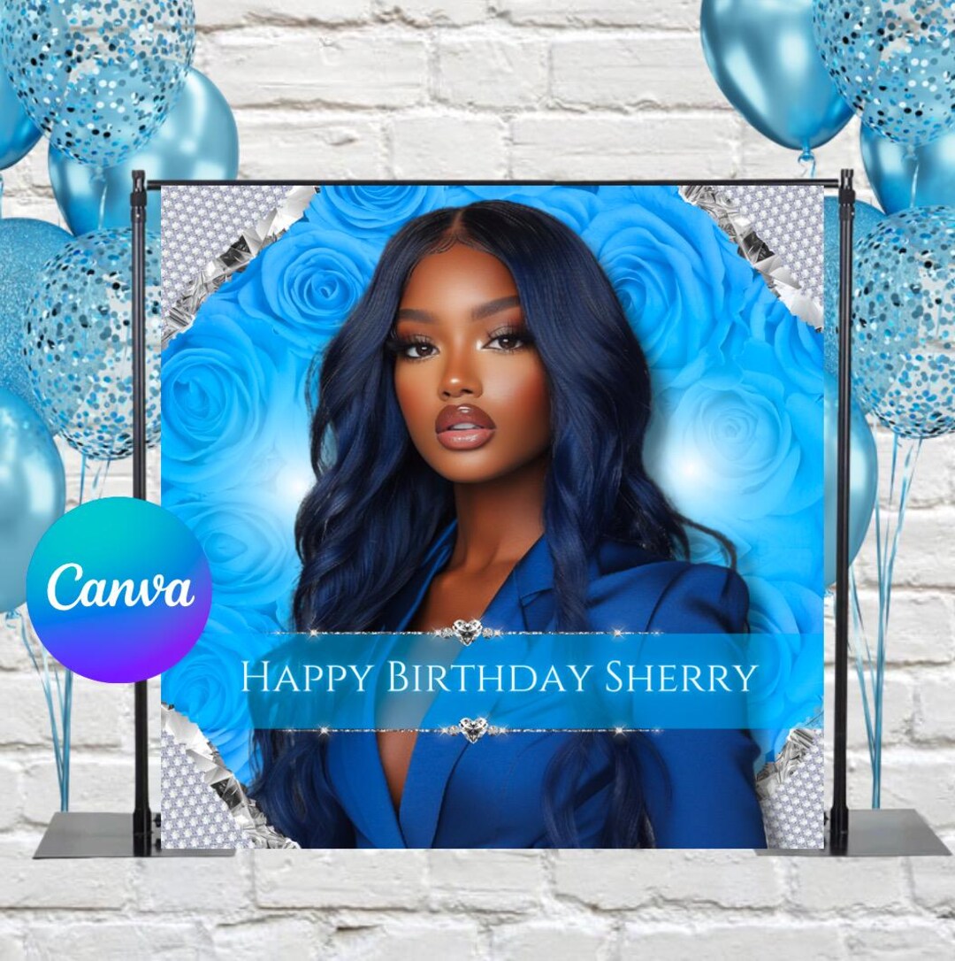 Debut Background Color Blue Blue Birthday Backdrop Design , Digital Download, Printable , Party ...