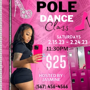 Pole dance class flyer , edit with canva , digital download, editable