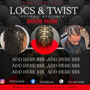 Locs & Styles Flyer ,social Media Dread Locks Flyer ,hair Flyer, Braids ...