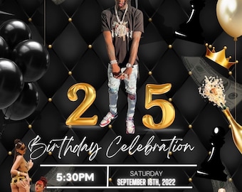Editable Social Media Flyer, edit with Canva , Birthday Party flyer , Editable Canva Template, Birthday flyer, Birthday Invitation