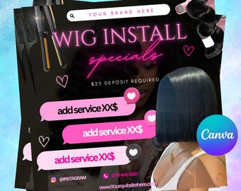 Back To School flyer,August booking flyer, editable w/canva , digital download, printable, braids,nails,lashes,wig install, DIY