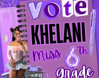 folleto de elecciones de bienvenida, señorita de sexto grado, señorita de primer año, votar, editable, descarga digital, Canva, toma nota