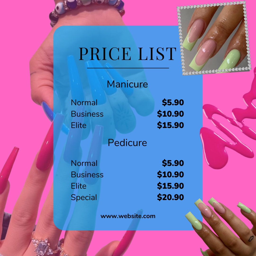 Nail Price List Nail Flyer Social Media Flyer Booking Flyer Appointment