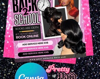 Back To School specials , bookings available, editable with CANVA, digital download, printable, braid flyer , August ,hair flyer
