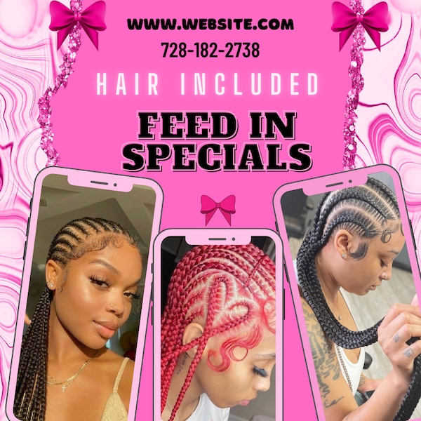 Braid Specials,Knotless braid Flyer, Editable Flyer, Instagram Flyer, Canva Flyer, Social Media Flyer, Edit In Canva,Social Flyer,Hair Flyer