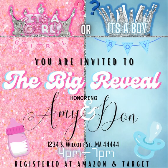 Gender Reveal Canva Flyer Girl or Boy Etsy
