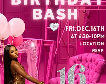 Editable Social Media Flyer, DIY Canva Template, Birthday Party Event, Editable Canva Template, Birthday flyer, Birthday Invitation Invite