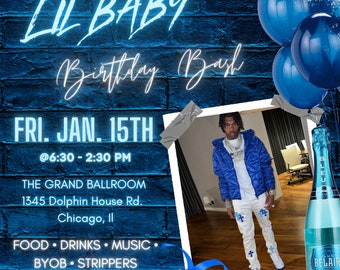 Birthday Flyer Celebration, Social Media Flyer, blue Club Birthday Flyer, editable, birthday bash