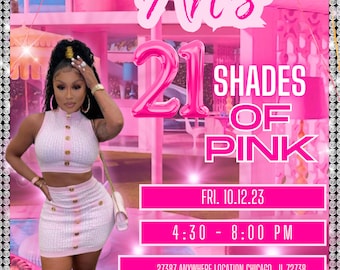 Shades of Pink birthday Invitation , editable , instant download, canva template , digital download