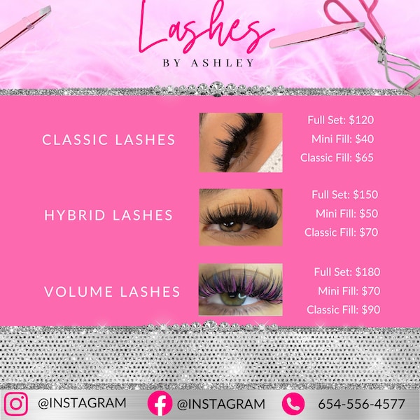 Lash Price List Etsy