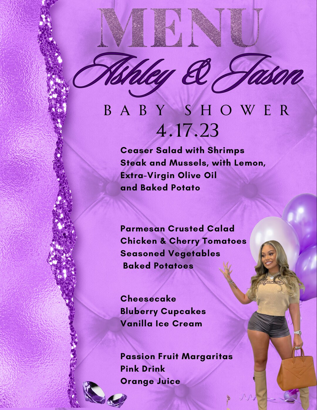 Baby Shower Menu Card , Editable , Digital Download , Baby Shower
