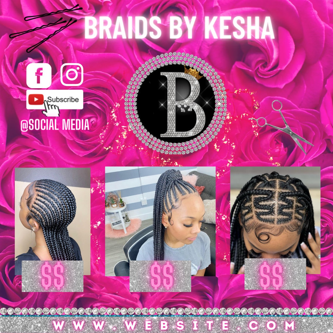Braids Specials Flyer Hair Flyer Knotless Braids Flyer Etsy