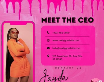 Folleto Meet The Ceo DIY, embajadores de la marca, conozca al CEO, rosa