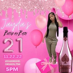 Editable Social Media Flyer, edit with Canva, Birthday Party Event,pink party Template, Birthday flyer, Birthday Invitation