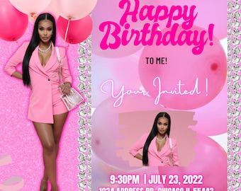 Editable Birthday Flyer Celebration, Social Media Flyer, Pink Club Birthday Flyer