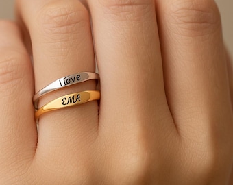 Personlig ring i rostfritt stål för kvinnor - Namnring - Graverad ring - Present till henne - Present till mamma