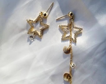 boucle d'oreille étoiles et zircons en agent 925 - Luxury Earrings