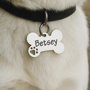 Personalized Bone Shaped Dog Tag, Pet ID Collar, Bone Tag with Name and Phone Number