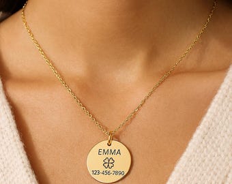 Personalized Godmother Medallion Necklace, Name Necklace, Mom Jewelry, Grandma Necklace, Personalized Christmas Gift, Gold Godmother Gift